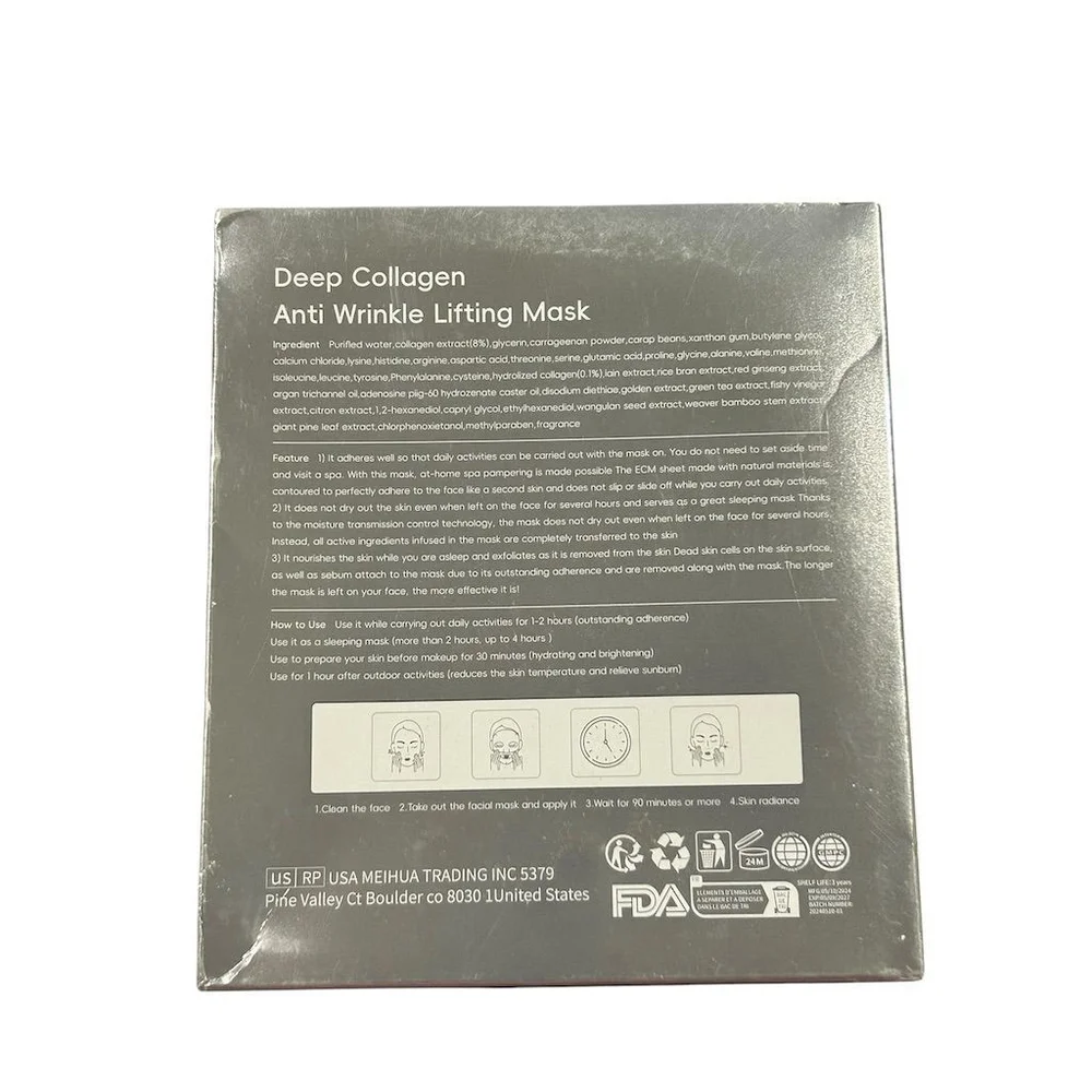 Deep Collagen Anti Wrinkle Lifting Face 9 Masks Anti-Aging NEW Sealed - Picture 8 of 11